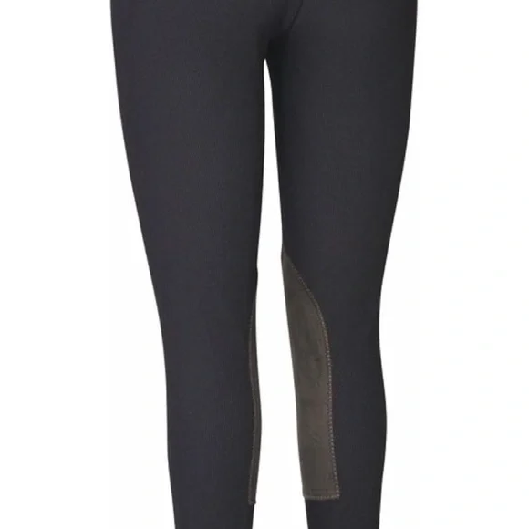 uffrider Ladies Ribb Lowrise Pull-on Knee Patch Breeches- Black. Size 26. NWT. - Picture 2 of 3